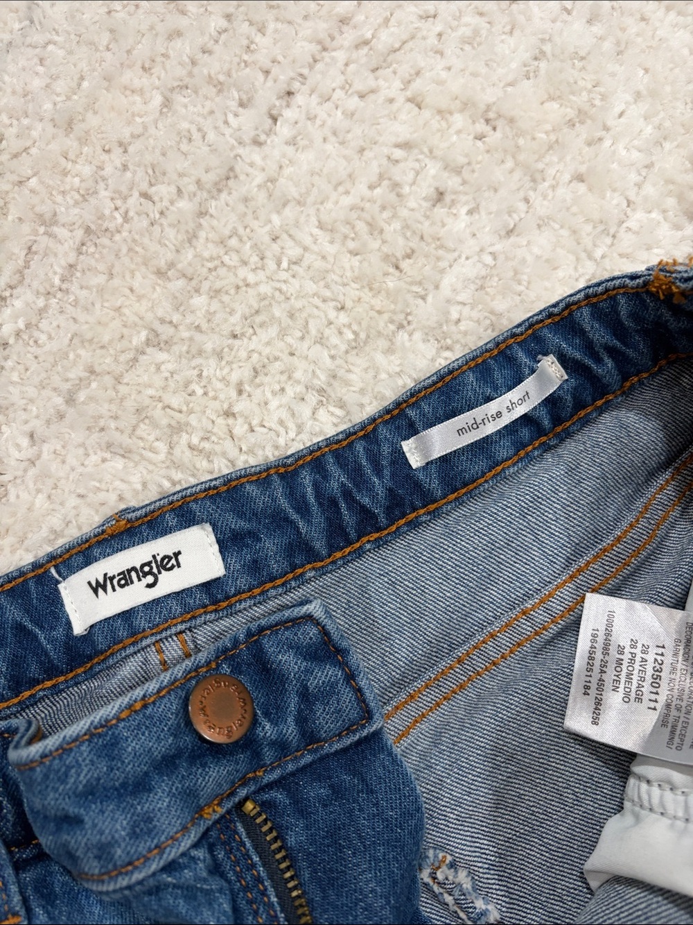 Wrangler Blue Distressed Denim Jean Shorts - Picture 2 of 4